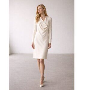 Salvatore Ferragamo Wool Ivory Draped Dress